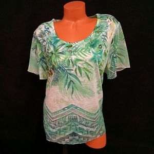 Women's white and green top 2X